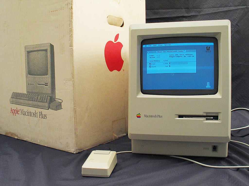 Mac Plus vintage computer, with original box
