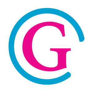 Think Great Stuff, brandmark, logo, the letter G in circle