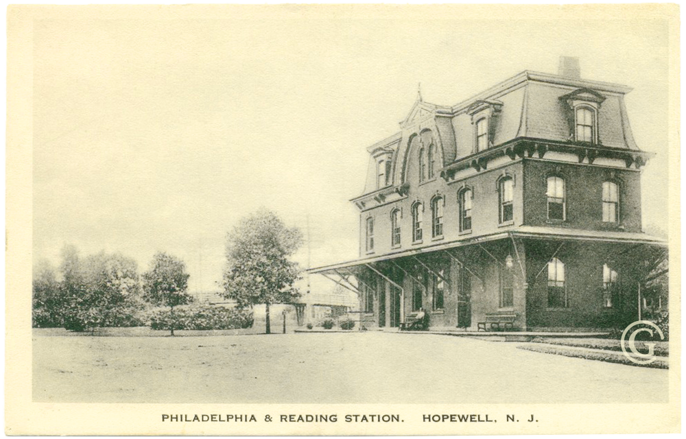 Postcard of the Philadelphia and Reading Train Station in Hopewell, New Jersey