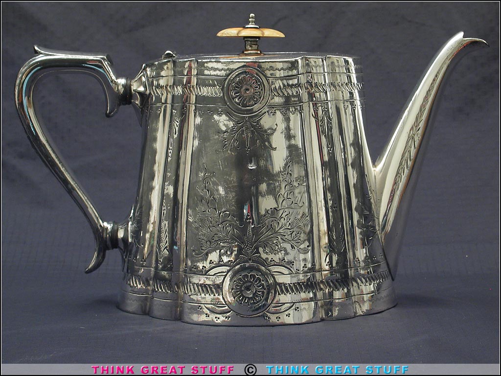 Product photo #100_2975 of SKU 21001146 (GM WEBSTER Chased Silver Teapot Tea Pot)