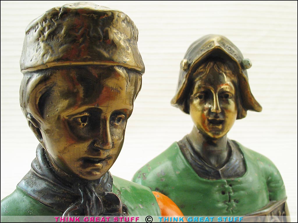 Product photo #100_6664 of SKU 21001271 (“Dutch Couple” 1920s Pompeian Bronze Bookends, Light Patina)