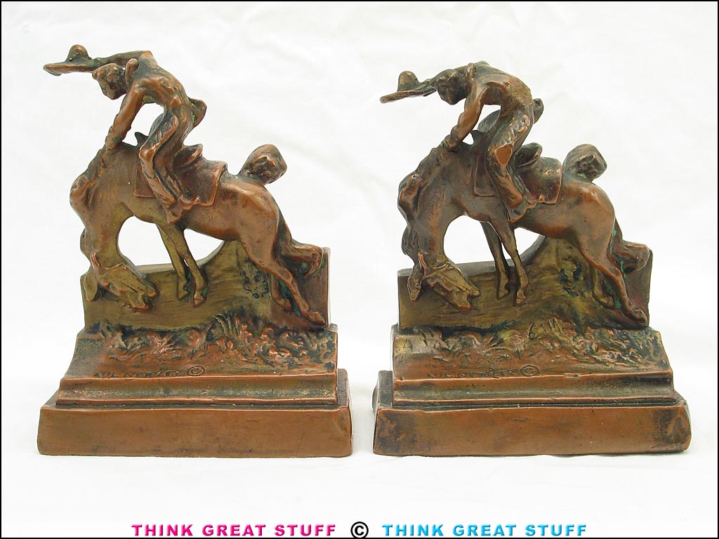 Photo 100_7710 Product photo #100_7710 of SKU 21001313 ("Ride em Cowboy" Pompeian Bronze Antique Bookends)
