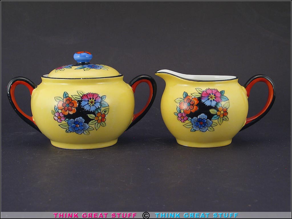 Product photo #100_8750 of SKU 21004012 (Noritake 1920s Sugar Bowl and Creamer, Hand-Painted Flowers)