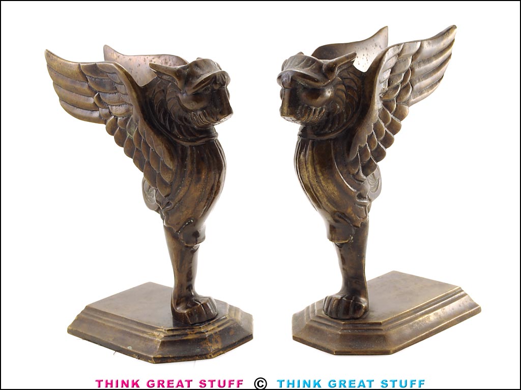 Photo 100_9101 Product photo #100_9101 of SKU 21001344 (Gryphon/Griffin Bronze Winged-Lion c.1920s Antique Bookends)