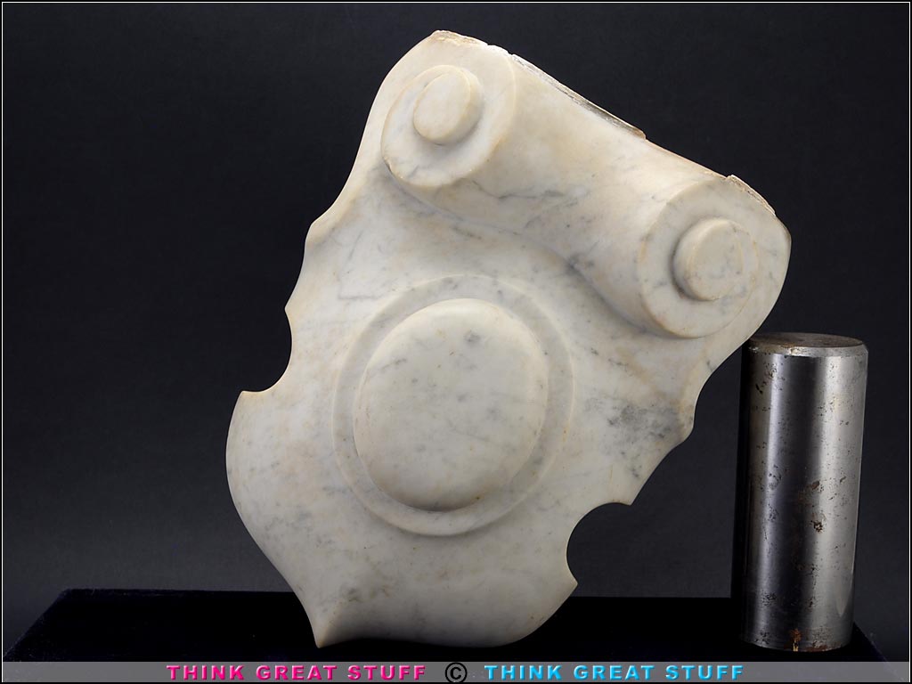 Product photo #100_9161 of SKU 21006006 (c.1700s Carved Marble Fireplace Mantel Keystone, Cartouche)