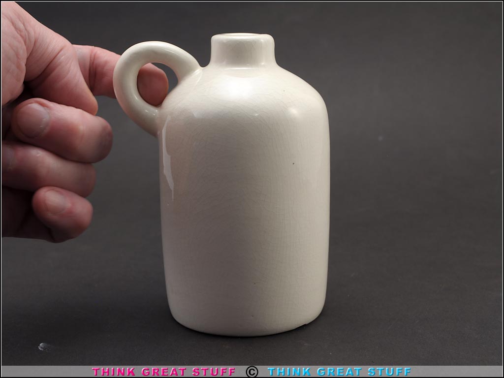 Product photo #100_9821 of SKU 21004036 (Pennsbury Pottery, Pint-sized Jug — 5ʺ tall White Whiskey Jug)